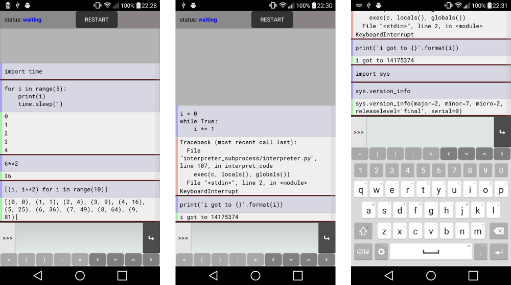 Screenshot of the interpreter app.